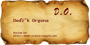 Deák Orgona névjegykártya