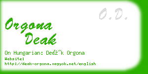 orgona deak business card